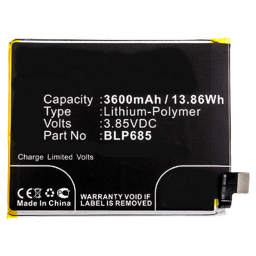 Batteries N Accessories BNA-WB-P8371 Cell Phone Battery - Li-Pol, 3.85V, 3600mAh, Ultra High Capacity Battery - Replacement for Oneplus BLP685 Battery