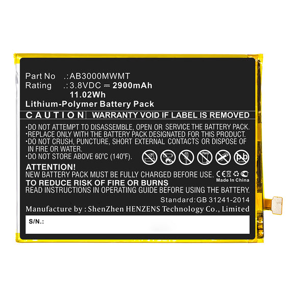 Batteries N Accessories BNA-WB-P14805 Cell Phone Battery - Li-Pol, 3.8V, 2900mAh, Ultra High Capacity - Replacement for Philips AB3000MWMT Battery