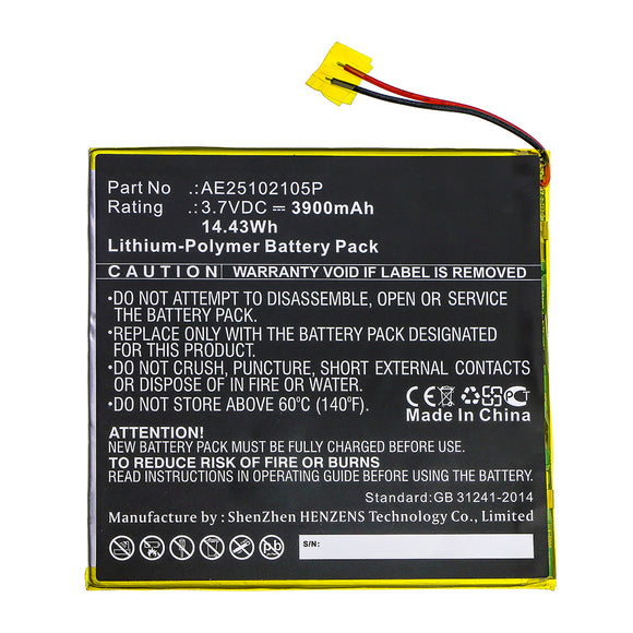 Batteries N Accessories BNA-WB-P15400 Tablet Battery - Li-Pol, 3.7V, 3900mAh, Ultra High Capacity - Replacement for Nextbook AE25102105P Battery