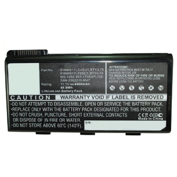 Batteries N Accessories BNA-WB-L9667 Laptop Battery - Li-ion, 11.1V, 4400mAh, Ultra High Capacity - Replacement for MSI 91NMS17LD4SU1 Battery
