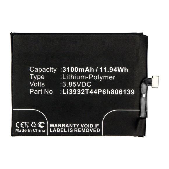 Batteries N Accessories BNA-WB-P14088 Cell Phone Battery - Li-Pol, 3.85V, 3100mAh, Ultra High Capacity - Replacement for ZTE Li3932T44P6h806139 Battery