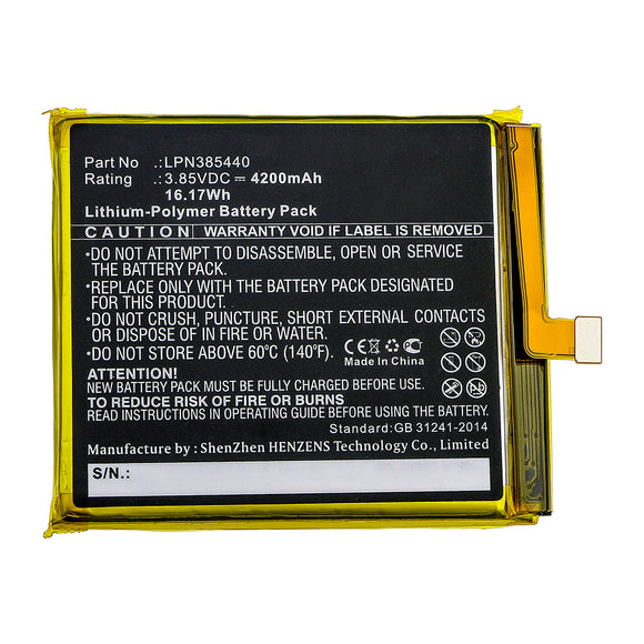 Batteries N Accessories BNA-WB-P15541 Cell Phone Battery - Li-Pol, 3.85V, 4200mAh, Ultra High Capacity - Replacement for Crosscall LPN385440 Battery