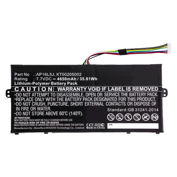 Batteries N Accessories BNA-WB-P10361 Laptop Battery - Li-Pol, 7.7V, 4650mAh, Ultra High Capacity - Replacement for Acer AP16L5J Battery