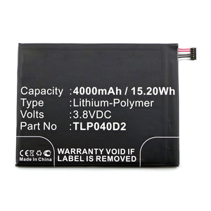 Batteries N Accessories BNA-WB-P14467 Cell Phone Battery - Li-Pol, 3.8V, 4000mAh, Ultra High Capacity - Replacement for Alcatel TLP040D2 Battery