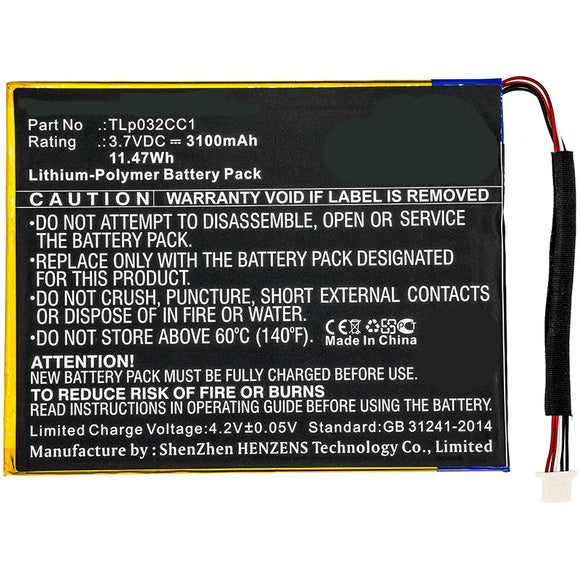 Batteries N Accessories BNA-WB-P8656 Tablets Battery - Li-Pol, 3.7V, 3100mAh, Ultra High Capacity Battery - Replacement for Leapfrog TLp032CC1 Battery