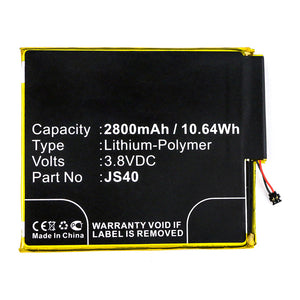 Batteries N Accessories BNA-WB-P14577 Cell Phone Battery - Li-Pol, 3.8V, 2800mAh, Ultra High Capacity - Replacement for Motorola JS40 Battery