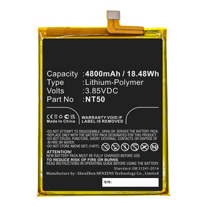 Batteries N Accessories BNA-WB-P16455 Cell Phone Battery - Li-Pol, 3.85V, 4800mAh, Ultra High Capacity - Replacement for Motorola NT50 Battery