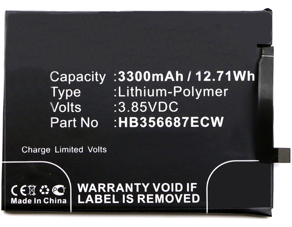 Batteries N Accessories BNA-WB-P8311 Cell Phone Battery - Li-Pol, 3.85V, 3300mAh, Ultra High Capacity Battery - Replacement for Huawei HB356687ECW Battery