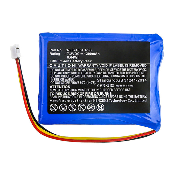 Batteries N Accessories BNA-WB-L13399 Equipment Battery - Li-ion, 7.2V, 1200mAh, Ultra High Capacity - Replacement for Tosight NL374964H-2S Battery