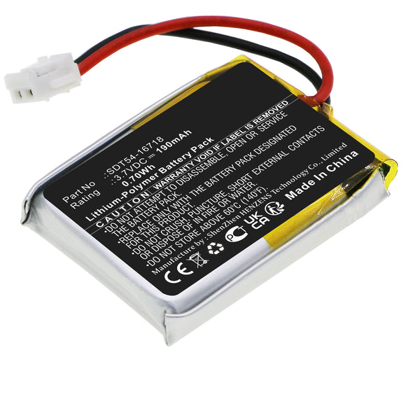 Batteries N Accessories BNA-WB-P17905 Communication Battery - Li-Pol, 3.7V, 190mAh, Ultra High Capacity - Replacement for SportDOG SDT54-16718 Battery