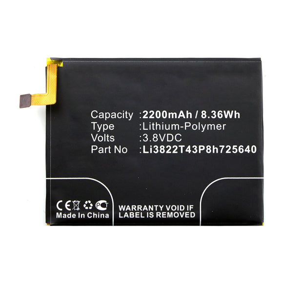 Batteries N Accessories BNA-WB-P14058 Cell Phone Battery - Li-Pol, 3.8V, 2200mAh, Ultra High Capacity - Replacement for ZTE Li3822T43P3h725640 Battery