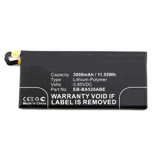 Batteries N Accessories BNA-WB-P8400 Cell Phone Battery - Li-Pol, 3.85V, 3000mAh, Ultra High Capacity Battery - Replacement for Samsung EB-BA520ABE, GH43-04680A Battery