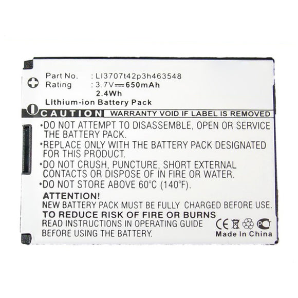 Batteries N Accessories BNA-WB-L14084 Cell Phone Battery - Li-ion, 3.7V, 650mAh, Ultra High Capacity - Replacement for ZTE Li3704T42P3h463548 Battery