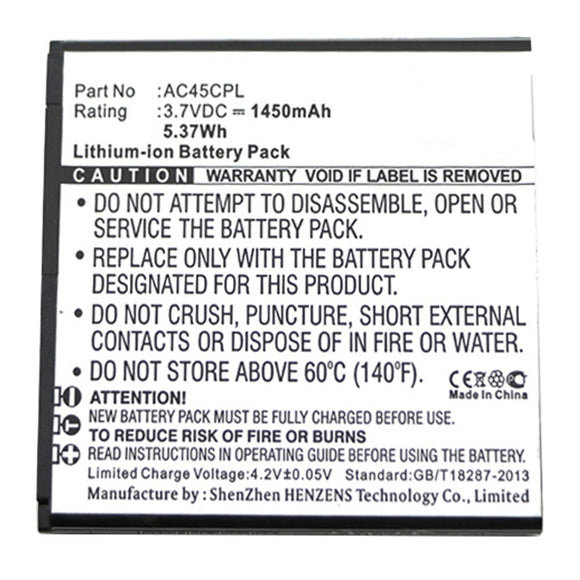 Batteries N Accessories BNA-WB-L9843 Cell Phone Battery - Li-ion, 3.7V, 1450mAh, Ultra High Capacity - Replacement for Archos AC45CPL Battery