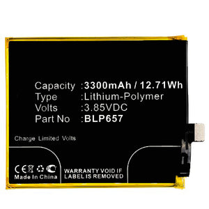 Batteries N Accessories BNA-WB-P8430 Cell Phone Battery - Li-Pol, 3.85V, 3300mAh, Ultra High Capacity Battery - Replacement for Oneplus BLP657 Battery