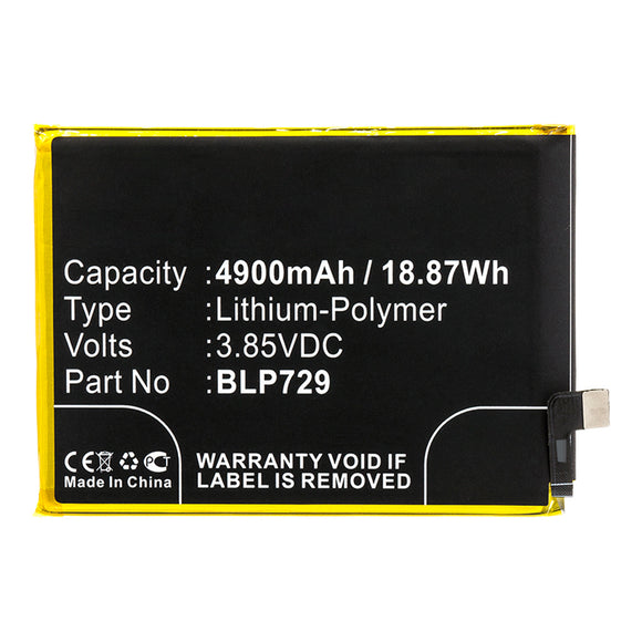 Batteries N Accessories BNA-WB-P16803 Cell Phone Battery - Li-Pol, 3.85V, 4900mAh, Ultra High Capacity - Replacement for OPPO BLP729 Battery