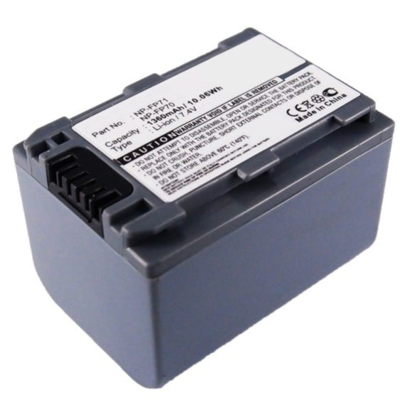 Batteries N Accessories BNA-WB-L9186 Digital Camera Battery - Li-ion, 7.4V, 1360mAh, Ultra High Capacity - Replacement for Sony NP-FP60 Battery