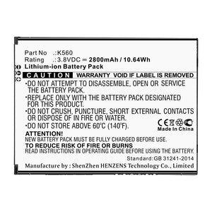 Batteries N Accessories BNA-WB-L14029 Cell Phone Battery - Li-ion, 3.8V, 2800mAh, Ultra High Capacity - Replacement for Wiko K560 Battery