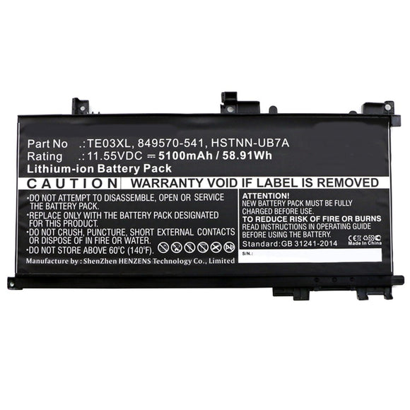 Batteries N Accessories BNA-WB-L9625 Laptop Battery - Li-ion, 11.55V, 5100mAh, Ultra High Capacity - Replacement for HP TE03XL Battery
