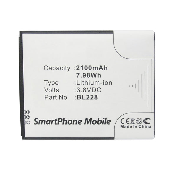 Batteries N Accessories BNA-WB-L12235 Cell Phone Battery - Li-ion, 3.8V, 2100mAh, Ultra High Capacity - Replacement for Lenovo BL228 Battery