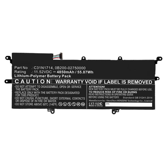 Batteries N Accessories BNA-WB-P10540 Laptop Battery - Li-Pol, 11.52V, 4850mAh, Ultra High Capacity - Replacement for Asus C31N1714 Battery
