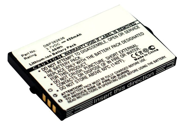 Batteries N Accessories BNA-WB-L8845-PL Player Battery - Li-ion, 3.7V, 450mAh, Ultra High Capacity - Replacement for Insignia DBP382636 Battery