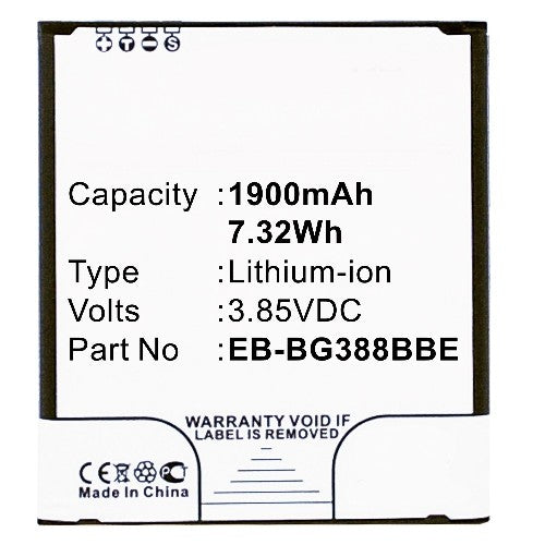 Batteries N Accessories BNA-WB-L3629 Cell Phone Battery - Li-Ion, 3.85V, 1900 mAh, Ultra High Capacity Battery - Replacement for Samsung EB-BG388BBE Battery