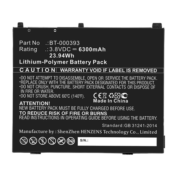 Batteries N Accessories BNA-WB-P14327 Tablet Battery - Li-Pol, 3.8V, 6300mAh, Ultra High Capacity - Replacement for Zebra BT-000393 Battery