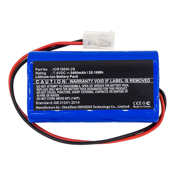 Batteries N Accessories BNA-WB-L15131 Medical Battery - Li-ion, 7.4V, 3400mAh, Ultra High Capacity - Replacement for Mindray ICR18650-2S Battery
