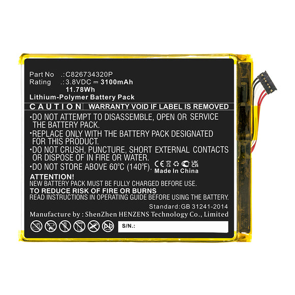 Batteries N Accessories BNA-WB-P15525 Cell Phone Battery - Li-Pol, 3.8V, 3100mAh, Ultra High Capacity - Replacement for Blu C826734320P Battery