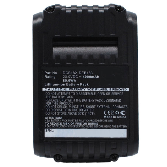 Batteries N Accessories BNA-WB-L6313 Power Tools Battery - Li-Ion, 20V, 4000 mAh, Ultra High Capacity Battery - Replacement for DeWalt DCB182 Battery