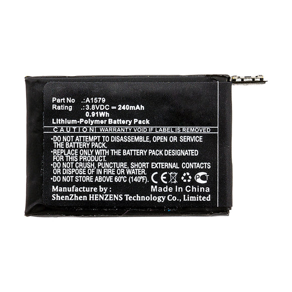Batteries N Accessories BNA-WB-P12796 Smartwatch Battery - Li-Pol, 3.8V, 240mAh, Ultra High Capacity - Replacement for Apple A1579 Battery
