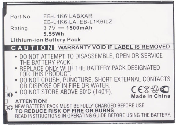 Batteries N Accessories BNA-WB-L3583 Cell Phone Battery - Li-Ion, 3.7V, 1500 mAh, Ultra High Capacity Battery - Replacement for Samsung EB-L1K6ILA Battery