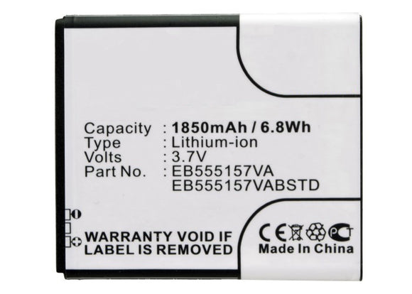 Batteries N Accessories BNA-WB-L3117 Cell Phone Battery - Li-Ion, 3.7V, 1850 mAh, Ultra High Capacity Battery - Replacement for AT&T EB555157VA Battery