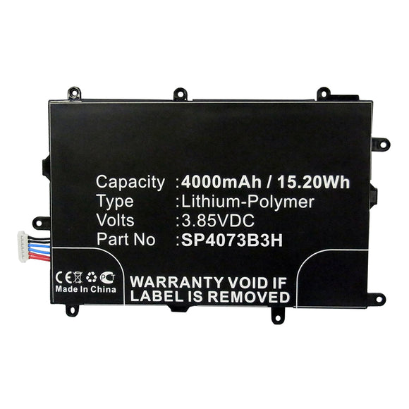 Batteries N Accessories BNA-WB-P13796 Tablet Battery - Li-Pol, 3.85V, 4000mAh, Ultra High Capacity - Replacement for Samsung SP4073B3H Battery