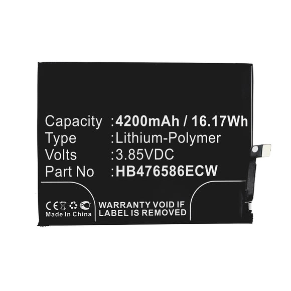 Batteries N Accessories BNA-WB-P12024 Cell Phone Battery - Li-Pol, 3.85V, 4200mAh, Ultra High Capacity - Replacement for Huawei HB476586ECW Battery