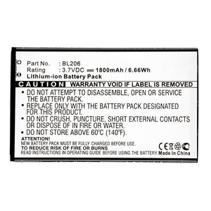 Batteries N Accessories BNA-WB-L12258 Cell Phone Battery - Li-ion, 3.7V, 1800mAh, Ultra High Capacity - Replacement for Lenovo BL206 Battery