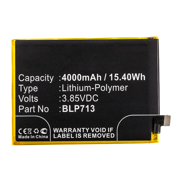 Batteries N Accessories BNA-WB-P16807 Cell Phone Battery - Li-Pol, 3.85V, 4000mAh, Ultra High Capacity - Replacement for OPPO BLP713 Battery