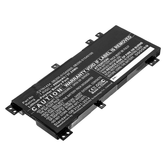Batteries N Accessories BNA-WB-P10572 Laptop Battery - Li-Pol, 7.6V, 4900mAh, Ultra High Capacity - Replacement for Asus C21N1434 Battery