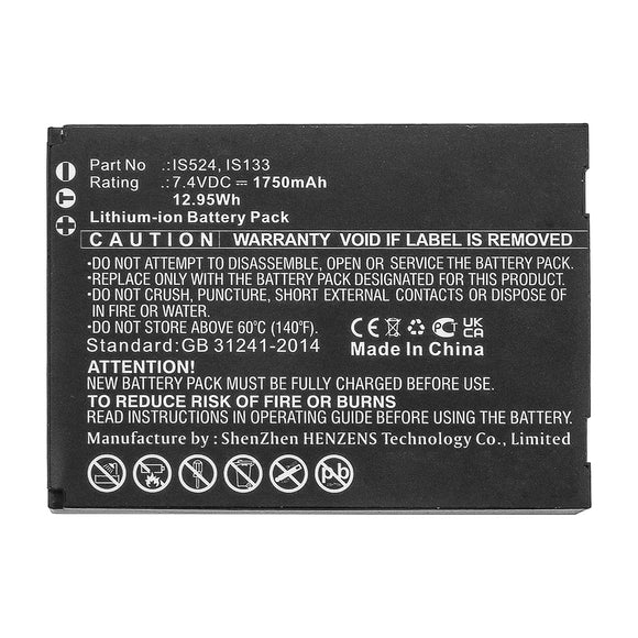 Batteries N Accessories BNA-WB-L14936 Credit Card Reader Battery - Li-ion, 7.4V, 1750mAh, Ultra High Capacity - Replacement for Pax IS133 Battery