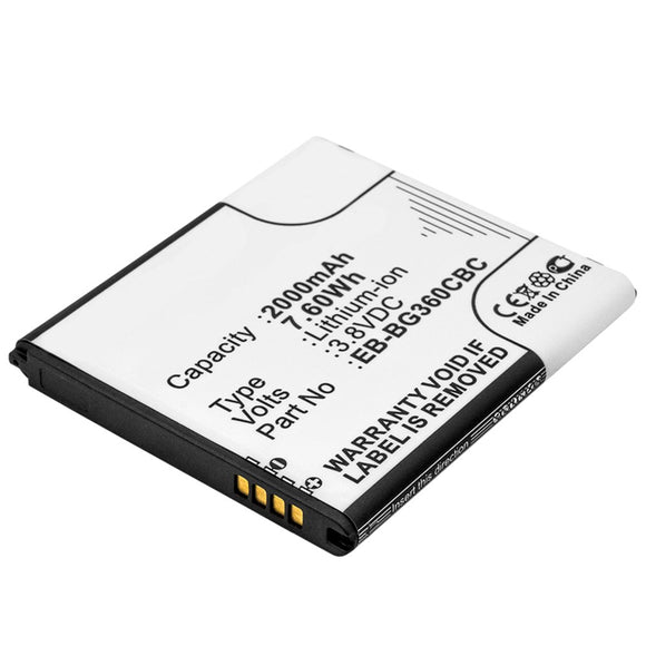 Batteries N Accessories BNA-WB-L638 Cell Phone Battery - Li-Ion, 3.8V, 2000 mAh, Ultra High Capacity Battery - Replacement for Samsung EB-BG360 Battery