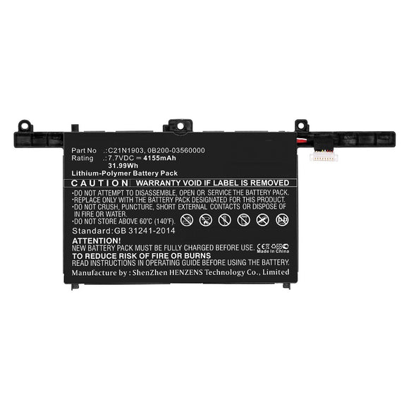 Batteries N Accessories BNA-WB-P10401 Laptop Battery - Li-Pol, 7.7V, 4155mAh, Ultra High Capacity - Replacement for Asus C21N1903 Battery