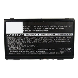 Batteries N Accessories BNA-WB-L10392 Laptop Battery - Li-ion, 14.8V, 4400mAh, Ultra High Capacity - Replacement for Asus A42-A5 Battery