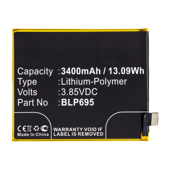 Batteries N Accessories BNA-WB-P14735 Cell Phone Battery - Li-Pol, 3.85V, 3400mAh, Ultra High Capacity - Replacement for OPPO BLP695 Battery