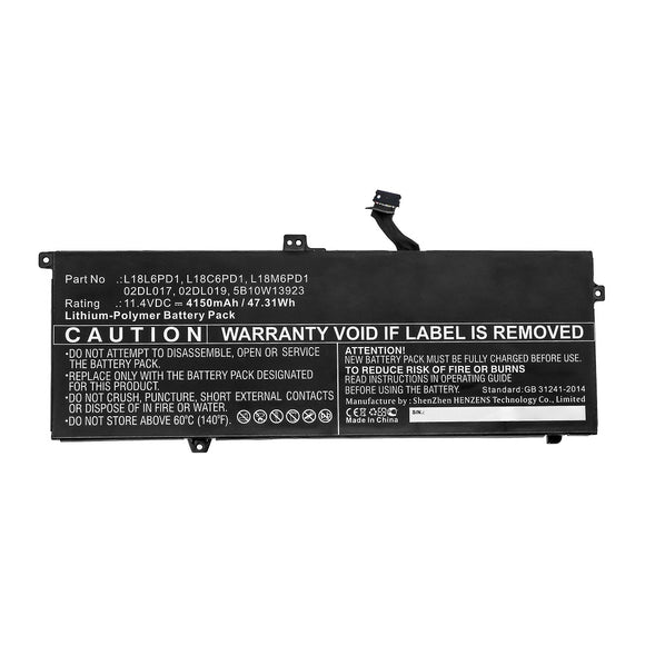 Batteries N Accessories BNA-WB-P12672 Laptop Battery - Li-Pol, 11.4V, 4150mAh, Ultra High Capacity - Replacement for Lenovo L18C6PD1 Battery