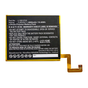 Batteries N Accessories BNA-WB-P12880 Tablet Battery - Li-Pol, 3.85V, 4800mAh, Ultra High Capacity - Replacement for Lenovo L19D1P32 Battery