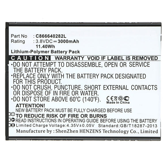 Batteries N Accessories BNA-WB-P3186 Cell Phone Battery - Li-Pol, 3.8V, 3000 mAh, Ultra High Capacity Battery - Replacement for Blu C866639282L Battery