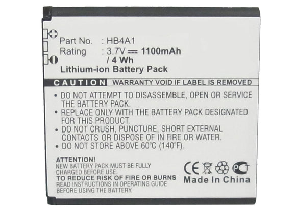 Batteries N Accessories BNA-WB-L8317 Cell Phone Battery - Li-ion, 3.7V, 1100mAh, Ultra High Capacity Battery - Replacement for Huawei HB4A1 Battery