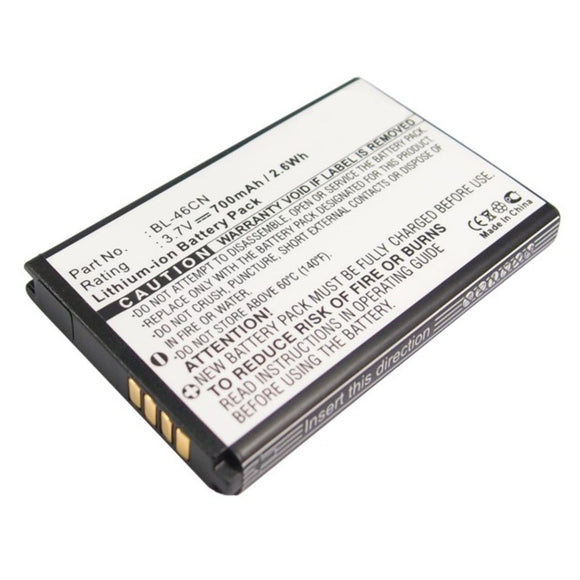 Batteries N Accessories BNA-WB-L9515 Cell Phone Battery - Li-ion, 3.7V, 700mAh, Ultra High Capacity - Replacement for LG BL-46CN Battery