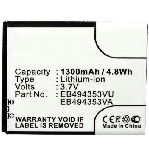 Batteries N Accessories BNA-WB-L4029 Cell Phone Battery - Li-ion, 3.7, 1300mAh, Ultra High Capacity Battery - Replacement for Samsung EB494353VA, EB494353VU Battery